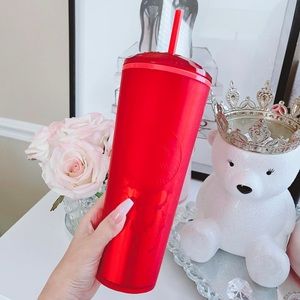 ❤️NEW❤️ Starbucks Matte Red Heart Soft Touch Kaleidoscope Dome Valentine Tumbler
